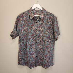 VATPAVE Men Paisley Hawaiian Shirt Button Down Beach Vacation Casual - Size L